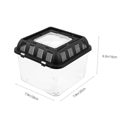 Yardwe Acrylic Portable Reptile Breeding Box Handle PET Display Container for Snakes Frogs and Spiders for Reptile Habitat and Convenient Transport