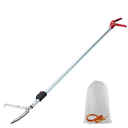 Extendable Snake Tong Reptile Grabber Rattle Snake Catcher Wide Jaw Handling Tool with Lock and Comfortable Grip(Include Snake Bag) (86 inches Extendable Snake Tong) - style: 86 inches Extendable Snake Tong