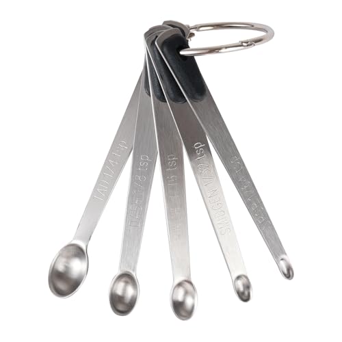 1Pack Small Measuring Spoon Set with Black Silicone Grip | Food-Grade Stainless Steel, High Precision, Dishwasher-Safe, Easy-Read Markings, Multi-Purpose, Lightweight & Durable - color: Black