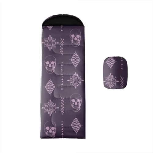 Erosebridal Sugar Skull Southwestern Aztec Western Sleeping Bag for Kids Camping Blanket for Hiking Travel Hunting Sleep Bag - color: Black Purple 1