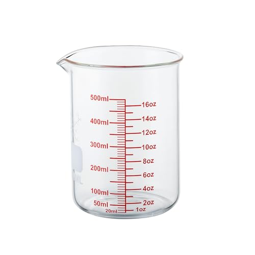 High Borosilicate Glass Measuring Cup-V-Shaped Spout,500ml(16OZ) Glass Measuring Beaker for Kitchen or Restaurant, Easy to Read - size: 500ml (16oz)