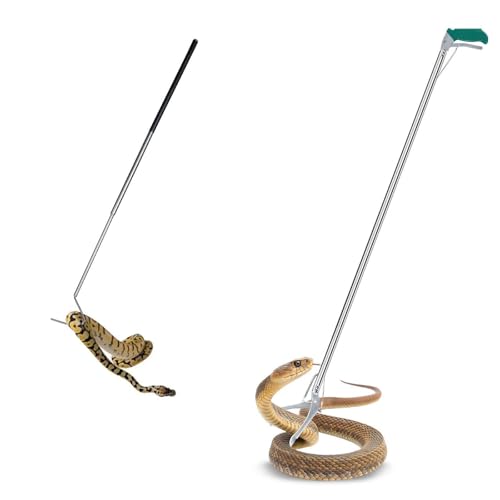 IC ICLOVER Snake Reptile Bag + 52" Snake Tongs with 39" Snake Hook, Reptile Grabber Rattle Snake Catcher Handling Tool, Large Snake Hunting Sack Pouch with Sewn Bottom Corners for Moving Transporting