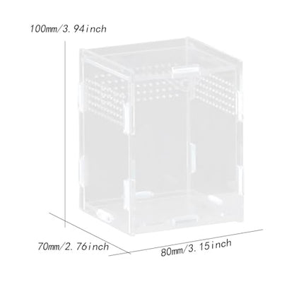 Reptile Breeding Box Terrarium Professional Clear Animal Habitat Cage with Ventilation Holes for Geckos Frogs Hermit Crabs- 8x7x10cm