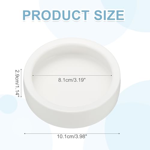Reptile Food Bowl, Worm Water Dish Ceramic Pet Bowl Food Dish Anti Escape Feeder Small (4 in, White), Intended for Gecko/Scaled Pet/Amphibians/Spiders/Small Mammals - color: White, size: 4 In