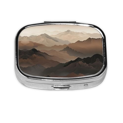 Square Round Pill Case Smoky Mountains Pill Box Daily 2 Compartment Travel Pill Container for Pocket Purse Portable Medicine Cod Liver Oil Storage Box 2 Times a Day Pill Organizer - color: Smoky Mountains