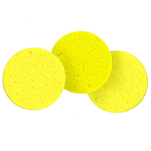 SunGrow Hermit Crab Sponges for Water, 3 Pack Unbleached Accessories & Supplies, Pet Crab Sponges Provide Nutrients and Maintain Tank Humidity, Water Dish Yellow Real Sea Sponges, 2" x 1"
