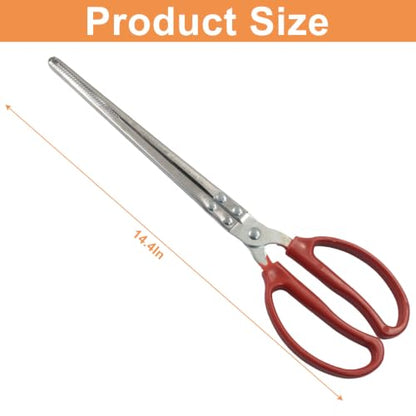 15 Inch Snake Feeding Tongs | Snake Enclosure Accessories, Long Tweezers, Stainless Steel, Non-Slip Handle, Red - size: 14.4In