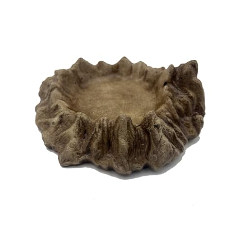 Heavy Concrete Reptile Water Dish - 100% Non-Tipping Volcano Rock Snake Water Bowl for Bearded Dragon, Tortoise, Leopard Gecko Tank Accessories
