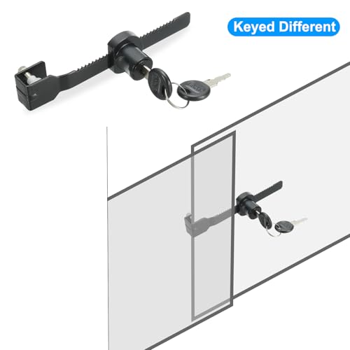 PATIKIL Sliding Glass Cabinet Lock, 4Pcs Keyed Different Zinc Alloy Single Swing Showcase Lock No Drill Glass Door Lock for 8mm Glass Door, Black - style: Keyed Different