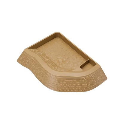 Split Design Turtle Bathing Bowl Pet Water Dish & Soaking Pool with Textured Base for Tortoise and Lizards Reptiles Bath Feeder - color: brownish yellow