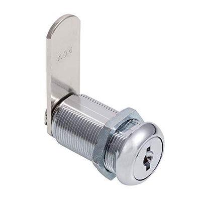 Cabinet Cam Locks Keyed Alike, 1-1/8” Cylinder Cam Locks for Tool Box RV Compartment Mailbox Vending Machine Drawer File Cabinet, Fits 7/8” Max Panel Thickness, Chrome Finish with 3 Cams and 2 Keys - size: 1-1/8 Inch