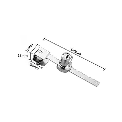 Cabinet Locks,Drawer Lock,Mailbox Lock,Sliding Glass Door Ratchet Lock with 2 Keys for Reptile Vivarium Terrarium Showcase Display Cabinet,Length 120mm (Color : Length 120mm)