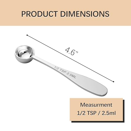 1PCS 1/2TSP(2.5ML) Measuring Spoon, 18/8(304) Stainless Steel Tablespoon | Precise, Food-Grade, ‌Rust-Free, Sturdy & Durable, Dishwasher-Safe - size: 1/2 tsp | 1/6 tbsp | 2.5 ml | 1/12 oz