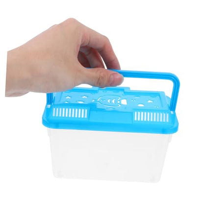Yardwe 4Pcs Portable Mini Handheld Fish Tank with Handle Transparent Plastic Aquarium for Small Fish Turtles Reptiles and Hamsters Breeding Box for and Viewing