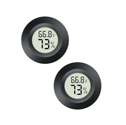 2pcs Mini Hygrometer Thermometer Indoor Outdoor Round Humidity Meter | 3D Printer Temperature Gauge Humidity Sensor Fahrenheit Switchable Celsius Monitor for Reptile Jars