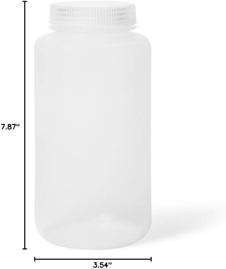 United Scientific™ Reagent Bottle, Polypropylene Wide Mouth, 1000ml, 1-Pack | 32 oz Capacity, Autoclavable, Leakproof Seal Ring, BPA and Phthalate Free, RoHS Compliant, Wide Mouth Bottles with Caps - size: 32 oz (Pack of 1)