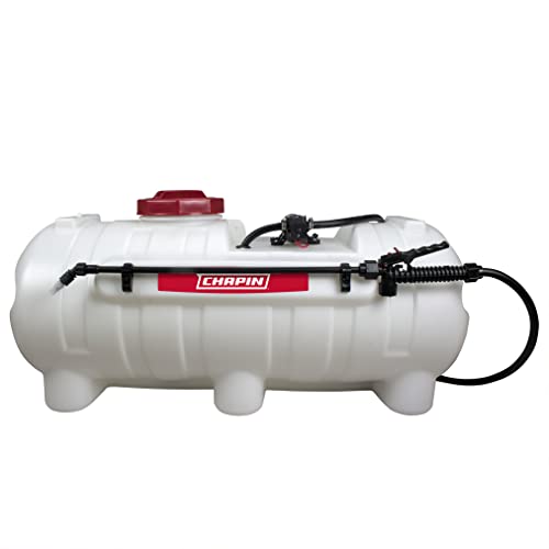 Chapin 97400E Made in the USA 25 Gallon ATV/UTV 12 Volt Mounted Spot Sprayer With 5 Inch Wide Mouth, High Performing 12 V Diaphragm Pump and Filtration System and 18 Inch Spray Wand, Translucent White - size: 25 Gallon