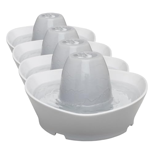 PetSafe Ceramic Pet Fountain – for Cats and Small Dogs 60 Oz Water Capacity Whisper-Quiet Flow – Great for Shy or Timid Pets Fresh, Filtered Water 1 Count (Pack of 4) - style: Creekside (Pack of 4)