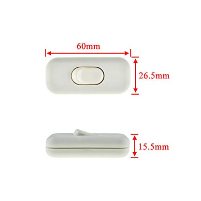 HAHIYO 6A 250V Inline Cord Switch Rocker Button Double Pole Feed-Through Control Switch Compact Wiring Design Easy Install Multi-Function 1 PCS for Kitchen Lights Bedroom Table Lamp Light Gauge Wire