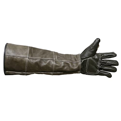 Animal Handling Gloves Bite Proof Reinforced Leather for Dog Training Cat Scratch Falcon Reptile Grabbing Snake - color: Brown-1