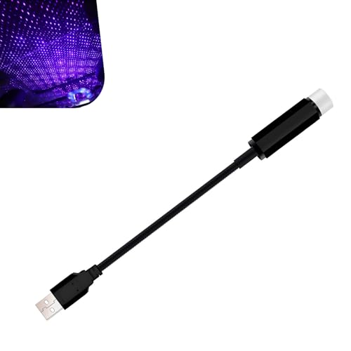 USB Star Projector Night Light, Romantic Interior Roof Star Night Light, Adjustable Portable Car LED Starlight Projector Atmosphere Lamp Decor, for Bedroom Car Party Wall Ceiling(Purple Blue) - color: Purple Blue