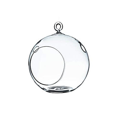 WGV Hanging Terrarium Globe, Width 5", Height 6", DIY Air Succulent Planter, Clear Glass Vase Orb with Flat Bottom, Candle Holder for Windowsill Outdoor Garden Decor, 1 Piece - size: 5" Flat Bottom