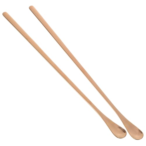 Happyyami 2pcs Feeding Spoon for Reptiles Lizard Food Scoop Pet Food Handle Spoon - color: Rose Gold