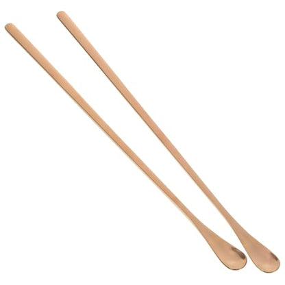 Happyyami 2pcs Feeding Spoon for Reptiles Lizard Food Scoop Pet Food Handle Spoon - color: Rose Gold