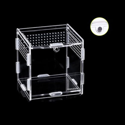 AWXZOM Magnetic Acrylic Case, micro habitat small Tarantula Enclosure enclosure for arboreal Tarantula Scorpion Sling Lizards Mantis Snake Gecko jumping spider snail Insect Isopods (3.5*3.5*3.7inch) - size: 3.5*3.5*3.7inch