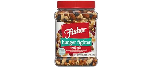 Fisher Snack Hunger Fighter Bulk Trail Mix, 38 oz (Pack of 2), Peanuts, Almonds, Dried Sweetened Cranberries and Soy Nuts, Snacks for Adults and Kids, Dried Fruit, Healthy Snacks for Adults - size: 38 Ounce (Pack of 2)