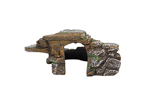 PENN-PLAX Reptology Shale Scape Step Ledge & Cave Hideout – Basking Area - Decorative Resin for Aquariums & Terrariums – Great for Reptiles, Amphibians, and Fish – Medium - size: Medium