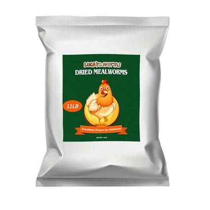 Bulk Mealworms 11Lbs, High-Protein Dried Mealworms, 100% Non-GMO Mealworm Treats for Birds, Chickens, Turtles, Fish, Hamsters and Hedgehogs All Natural Animal Feed | Hand Inspected Poultry Feed, Wild Birds and Chicken Treats, Laying Hens & Bluebirds Food,