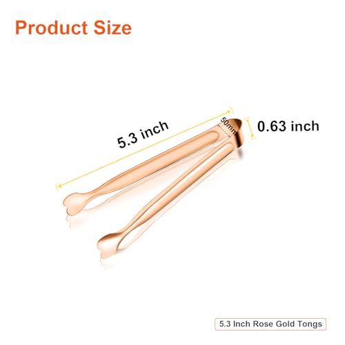Small Serving Tongs, Anytrp 12-Pack Stainless Steel Sugar Tongs, 5.3inch Kitchen Metal Appetizers Tong for Serving Food, Buffets, Coffee Bar, Tea Party, Desserts Party and Ice Bucket - color: Rose Gold, size: 5.3inch