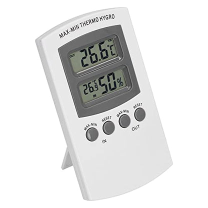 LCD Temperature Humidity Monitor Dual Screen Display, High Accuracy ±1% RH ±0.5°C with Memory Function, for Greenhouse Garden Wine Cellar Refrigerator Camping (182 Characters)