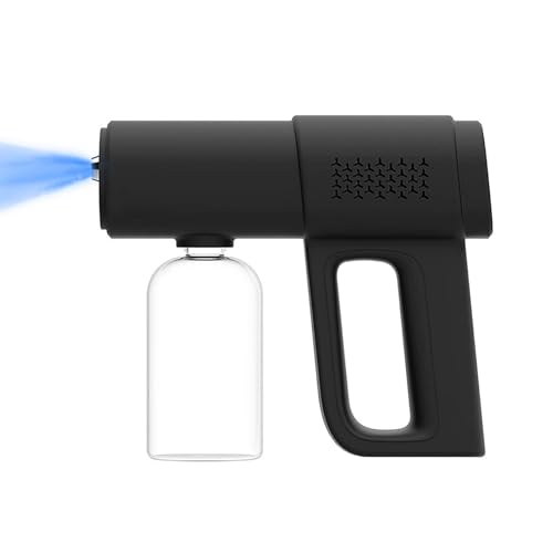 Professional Fogger Machine, 380ml Wireless Nano Sprayer Gun | Rechargeable ULV Atomizer with Blue Light for Touchless Cleaning - color: Black