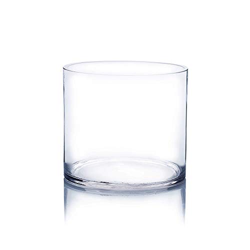WGV Cylinder Vase, Width 6", Height 6", Clear Glass Container Terrarium Candle Holder for Wedding Centerpiece, Party Event, Home Office Decor, 1 Piece - size: 6 Inch (Pack of 1)