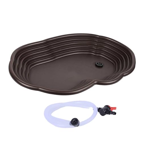Generic Reptile Bathing Pool, Turtle Water Dish for Frog, Gecko, Hose Drain, 39x26.5x5cm - color: hose drain