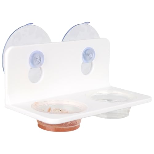 Crested Gecko Feeding Ledge with 10PCS Gecko Food Water Dish - color: White
