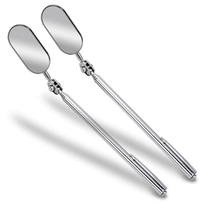 Telescoping Inspection Mirror, 2 Piece Car Inspection Mirror, Stainless Steel Mechanic Mirror,Retractable Extension Mirror,Flexible Inspection Mirror for Checking Vehicle and Small Details (8~24 Inch) - size: 2PCS