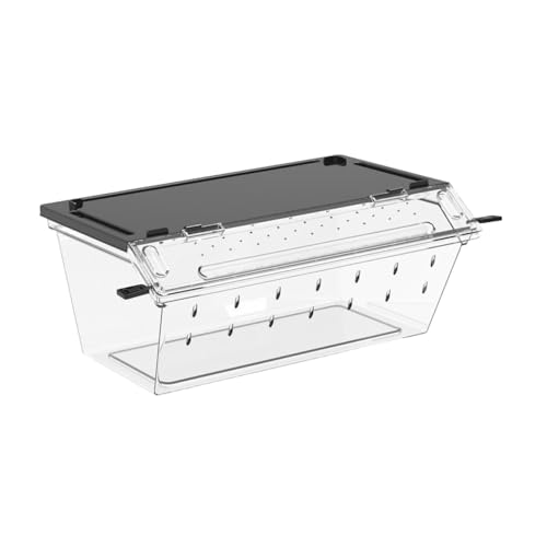 Reptile Breeding Box Enclosure cage Tank Acrylic Hatching case with Small Vents and Flexible Landscaping Space Suitable for Turtle Transport, Black
