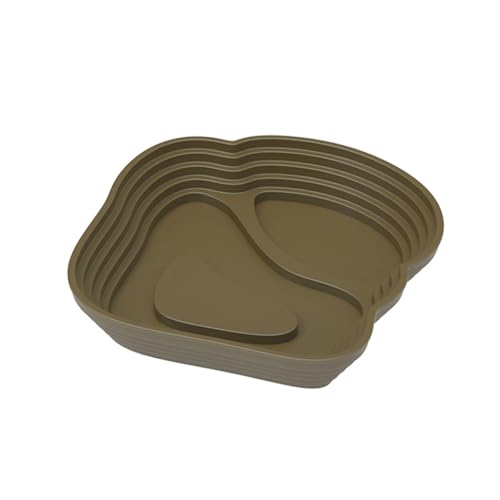 Natural Simulation Habitat Reptiles Soaking Pool with Step Design for Amphibians Turtles Feeding Bathing Dish Bowl Multiple Pet Drinking Bowl - color: Green brown