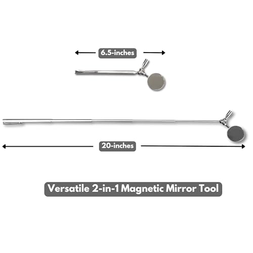 2-in-1 Telescopic Insp Mirror Magnet Pickup 2-Pack | Extend And Pivot To View Confined Areas With Magnetic Retrieval - color: Magnet / Mirror