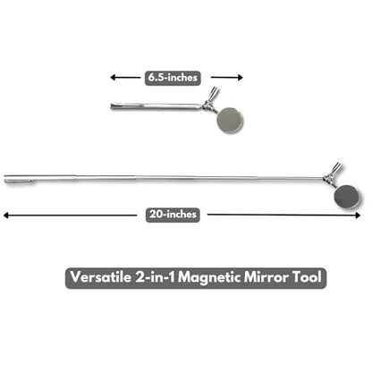 2-in-1 Telescopic Insp Mirror Magnet Pickup 2-Pack | Extend And Pivot To View Confined Areas With Magnetic Retrieval - color: Magnet / Mirror