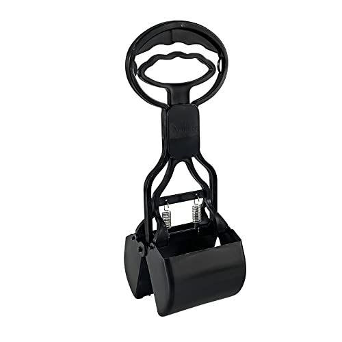 Andiker Portable Pet Pooper Scooper with Short Handle, Pet Clamp Scooper, High Elastic Spring Dog Poop Scoop Indoor and Outdoor Cleaning Tool (Black) - color: Black
