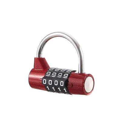 4-Digit Combination Lock, Red Shackle for School Gym Locker | Ideal for sports, toolbox, case, hasp storage. - size: 3.5" red