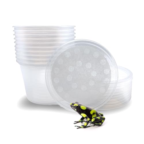 16 oz Deli Cup and Fabric Vented Insect Feeder lids by Snout & Shell - Pack of 10 Cups and lids - size: 16oz/10 cups