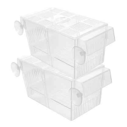 2pcs Aquarium Fish Breeding Box Betta Fish Incubation Container Suction Cups Clips Divider for Shrimp Fry Reptile