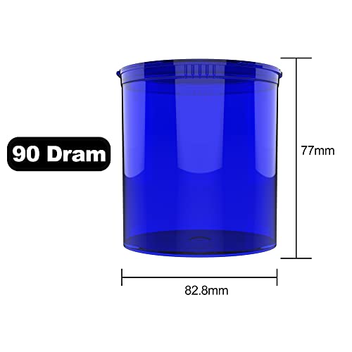 90 Dram CR Plastic Packaging Pop Top Containers - Child Resistant Travel Holder Vial Bottles - 60 qty (Translucent Blue) - color: Translucent Blue