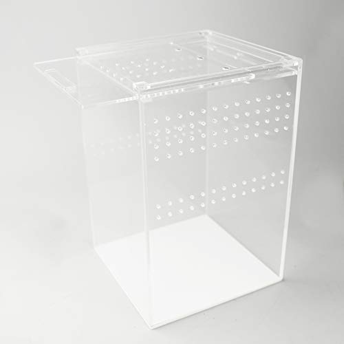 NANEEZOO Magnetic Acrylic Reptile Cage, 6"x6"x9" Tall Enclosure Transparent Reptile Breeding Box Terrarium Tank for Tarantula Scorpion Sling Isopods Invertebrates Insect Mantis