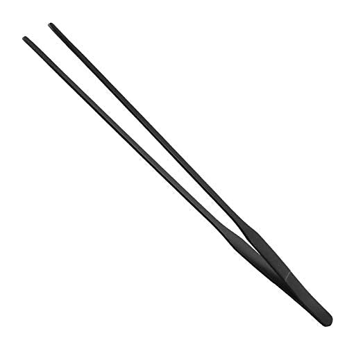 FRUTA Aquarium Tweezers Stainless Steel Straight Tweezer with Carbonation Protection Coating Against Rust Extra Long Reptiles Feeding Tongs Tools for Aquatic Tank Plants,15 inch- Black Straight